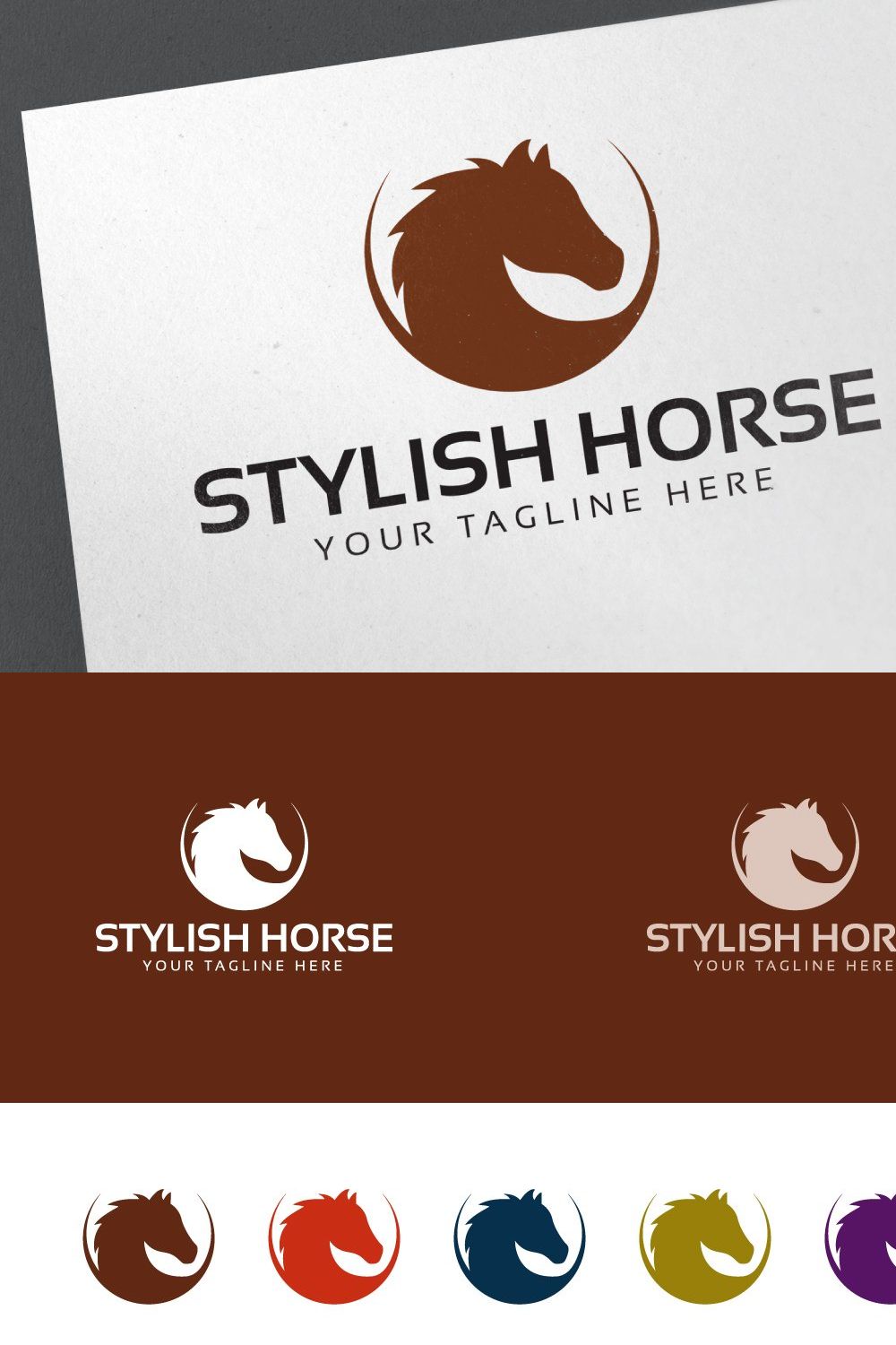 Stylish Horse Logo pinterest preview image.