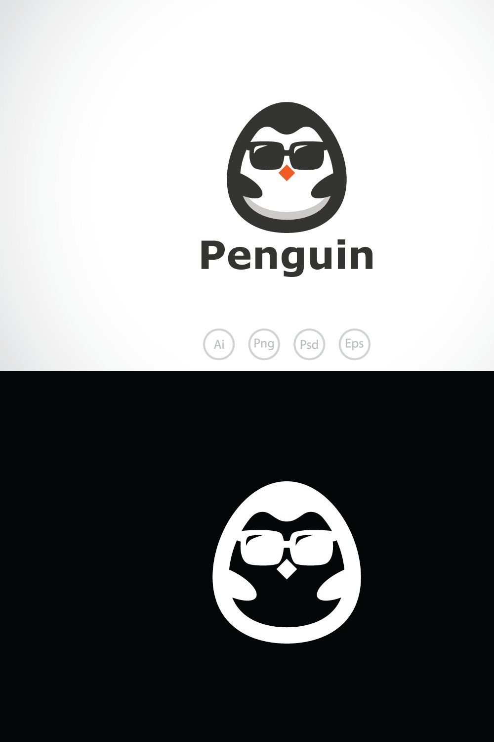 Stylish Penguin Logo Template pinterest preview image.