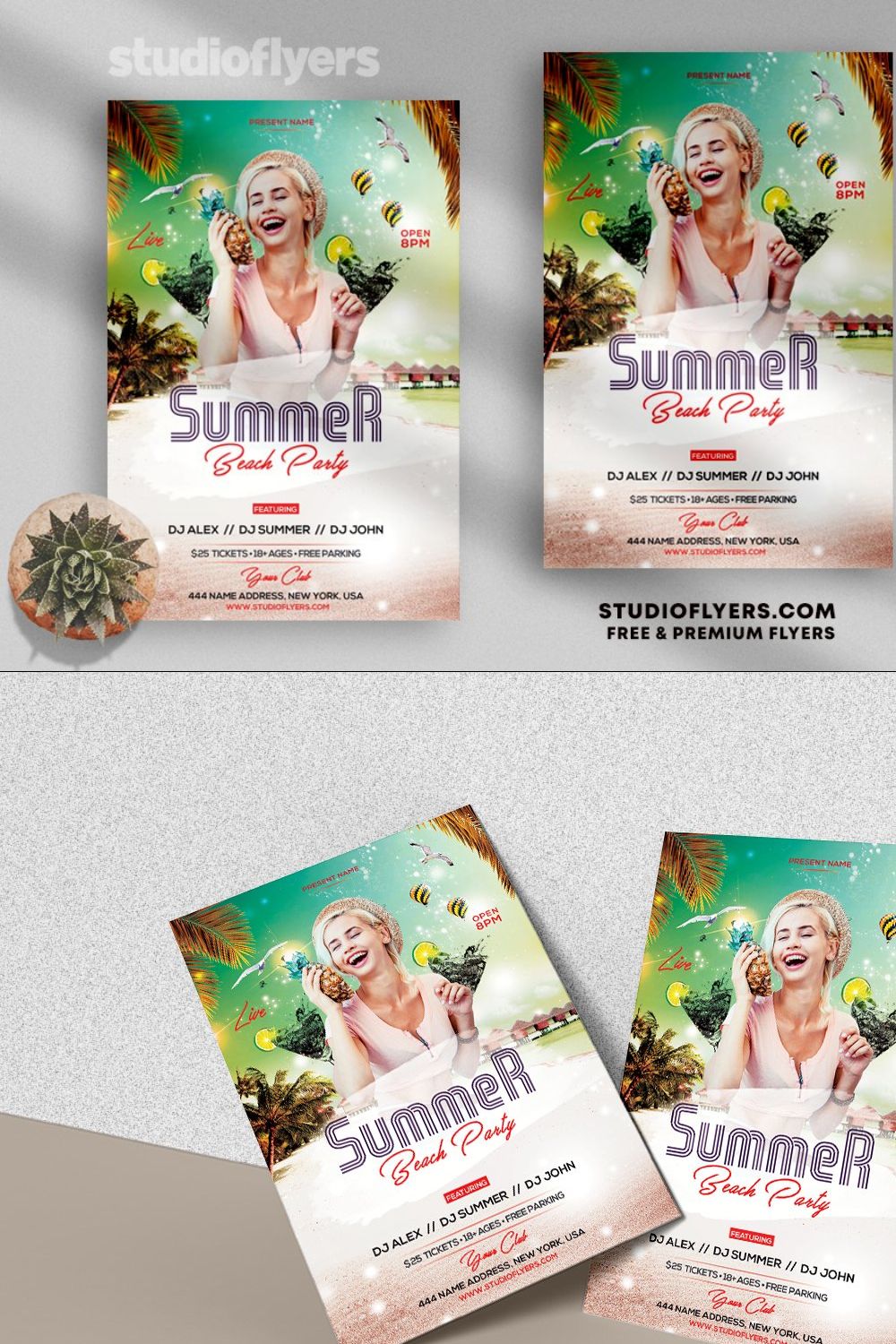 Summer Beach - PSD Flyer Template pinterest preview image.