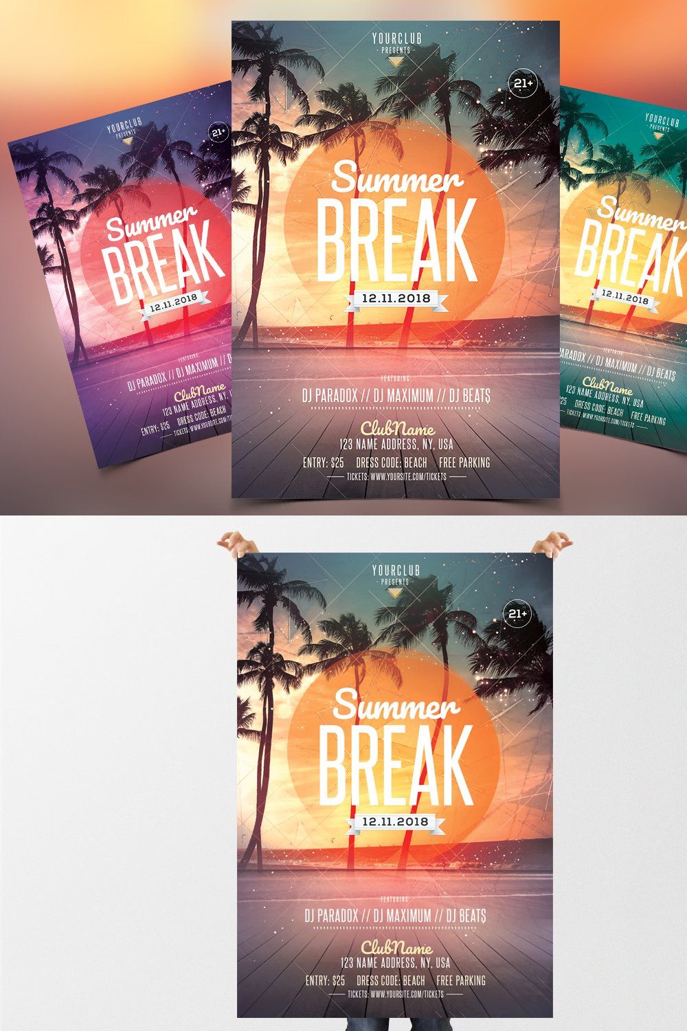 Summer Break - PSD Flyer Template pinterest preview image.