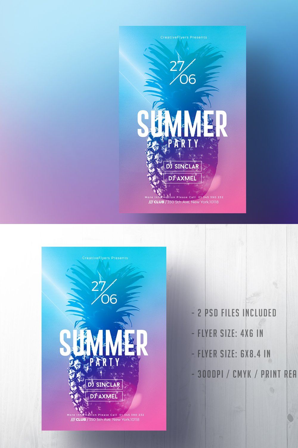 Summer Flyer Templates pinterest preview image.