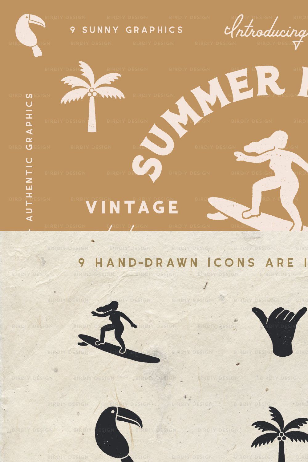 Summer Icons 2 Hand Drawn Graphics pinterest preview image.