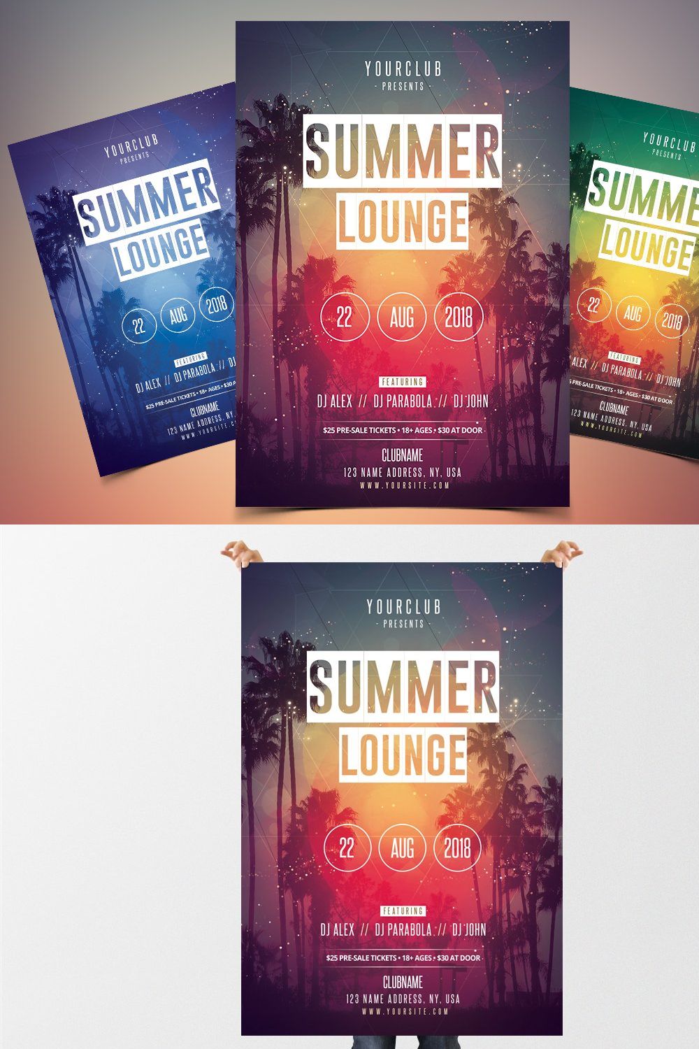 Summer Lounge - PSD Flyer pinterest preview image.