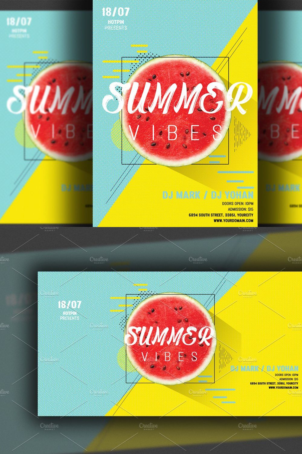 Summer Party Flyer pinterest preview image.