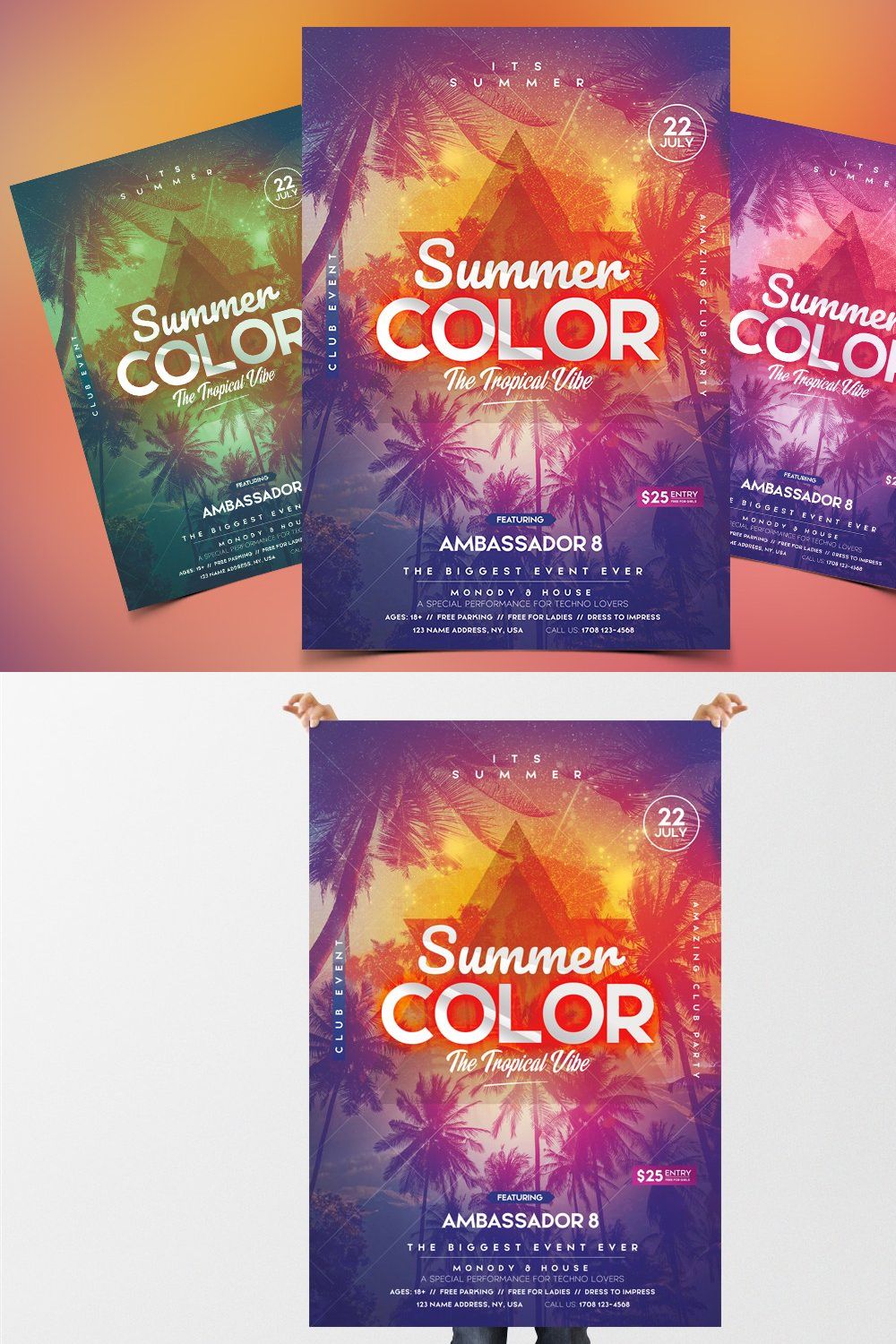 Summer - PSD Flyer & Invitation pinterest preview image.