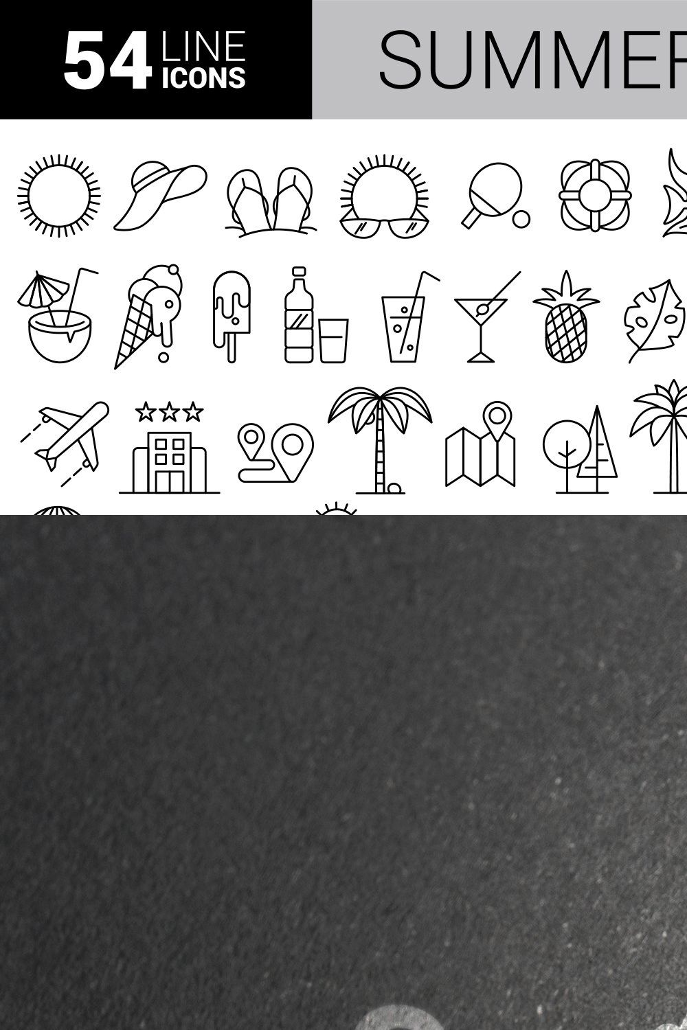 Summer Vacations Line Icon Set pinterest preview image.