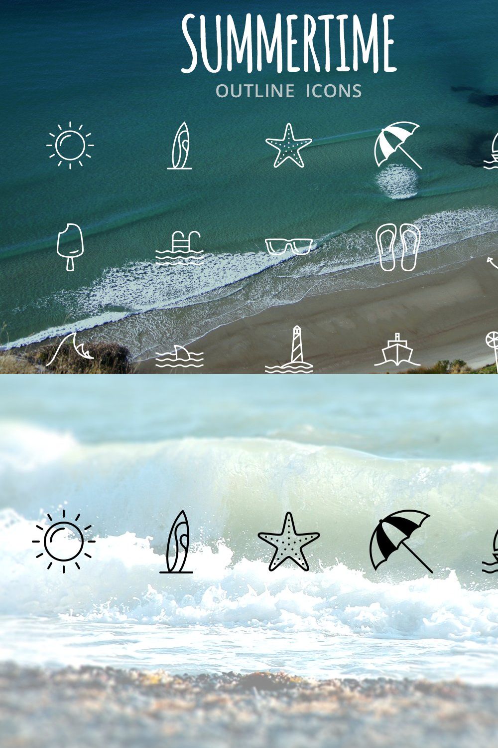 Summertime. A perfect summer iconset pinterest preview image.