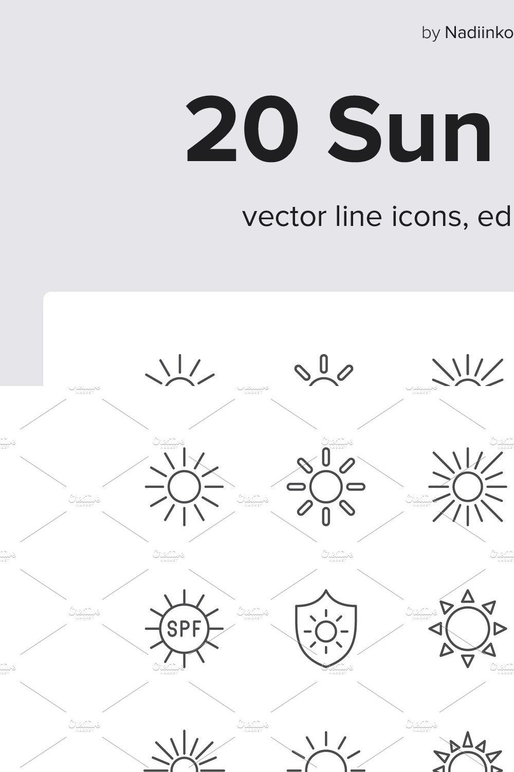 Sun Line Icons pinterest preview image.