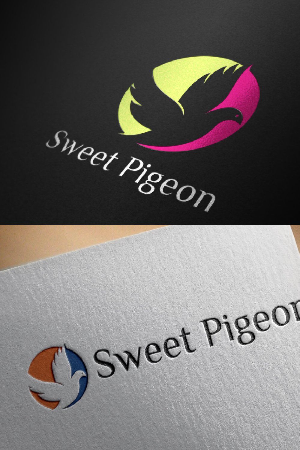 Sweet Pigeon Bird in Peace Logo pinterest preview image.