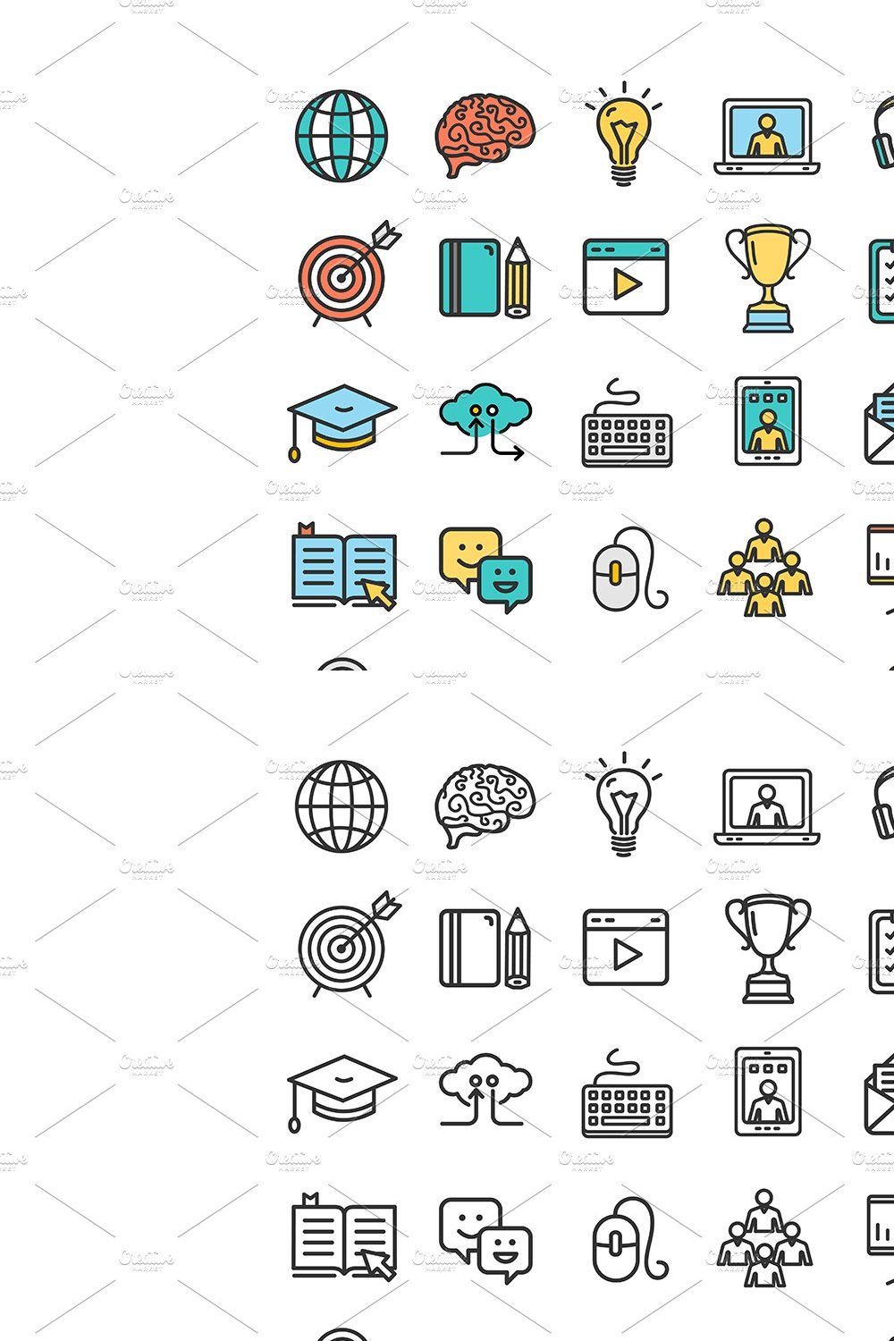 Symbol of Education Online Icons pinterest preview image.