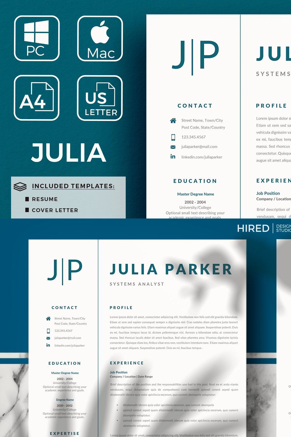 Systems Analyst Professional Resume pinterest preview image.