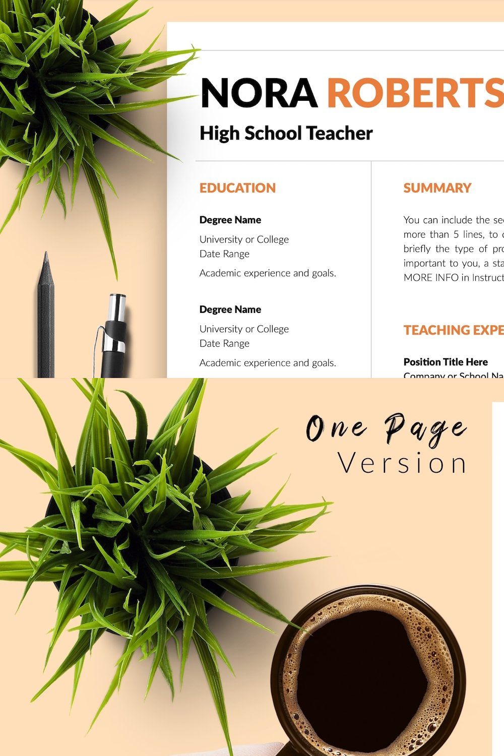 Teacher CV Bundle / Resume - Nora pinterest preview image.