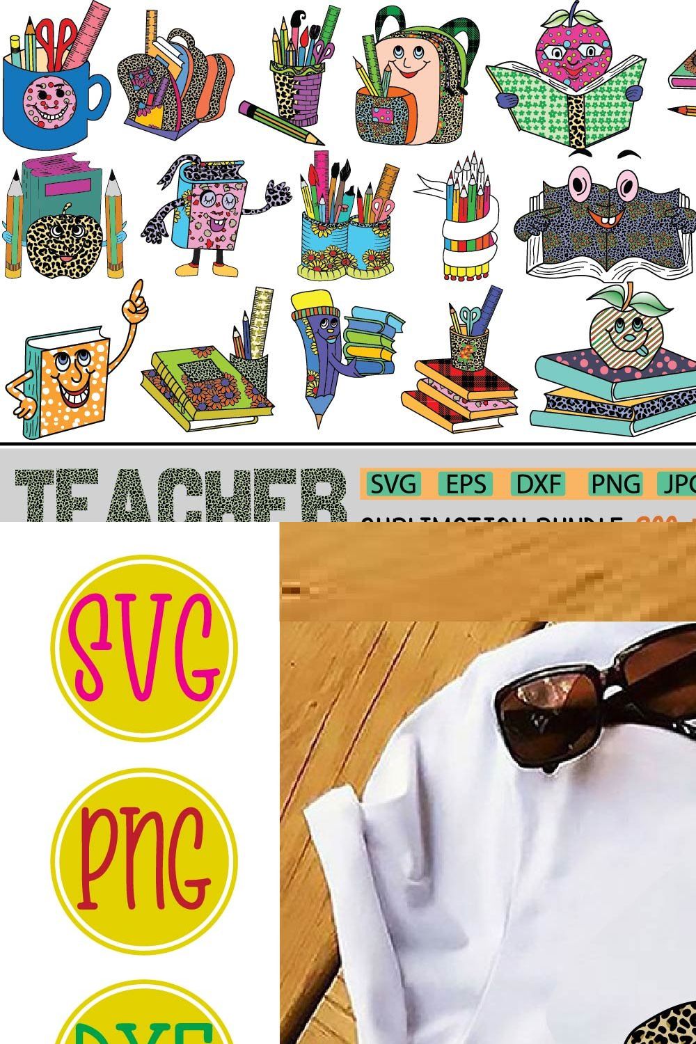 Teacher Sublimation Bundle pinterest preview image.