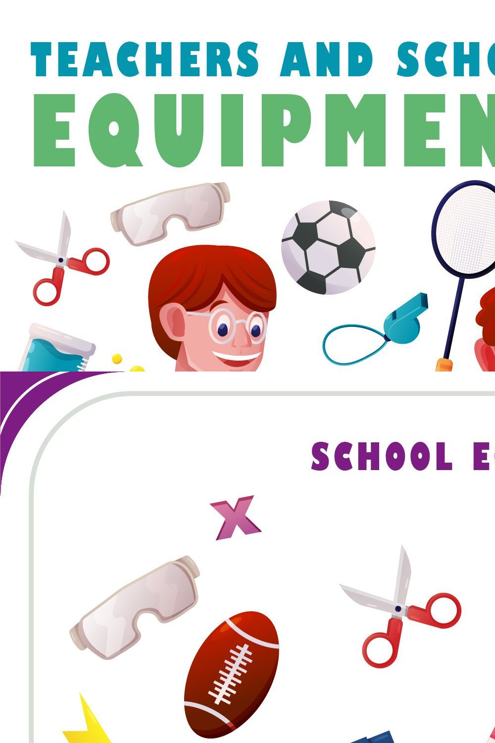 Teachers and school equipment pinterest preview image.