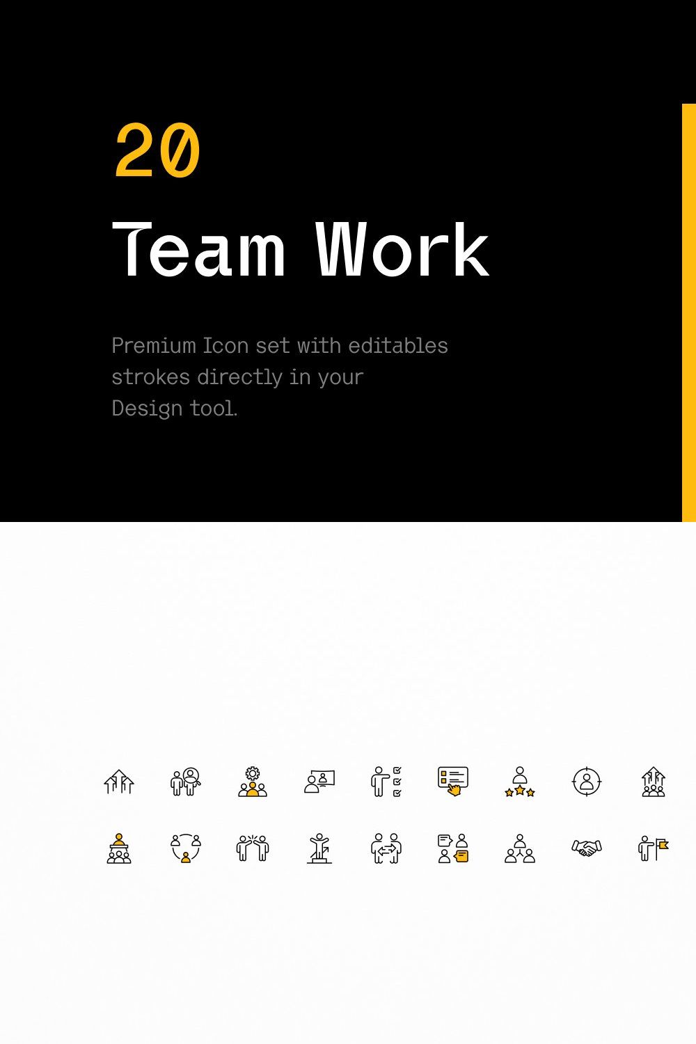 Team Work - Stroke Icons pinterest preview image.