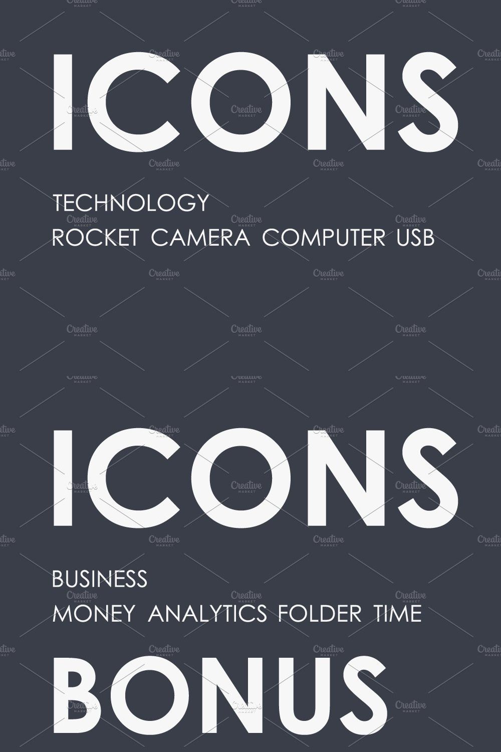 Technology thinline icons + BONUS pinterest preview image.