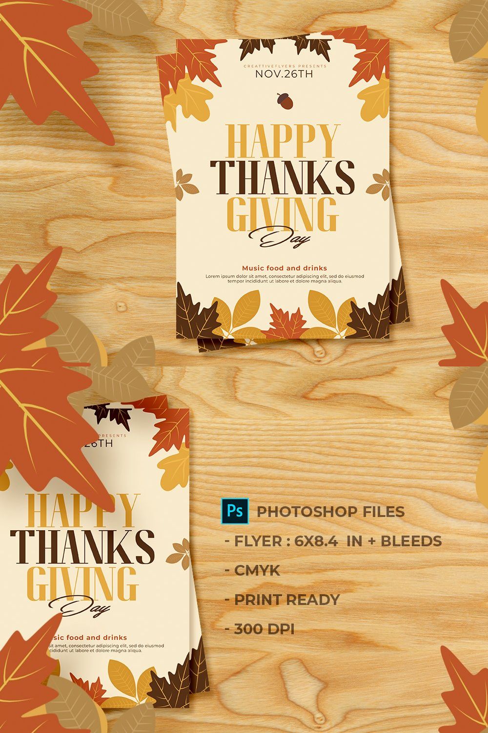Thanksgiving Flyer template pinterest preview image.