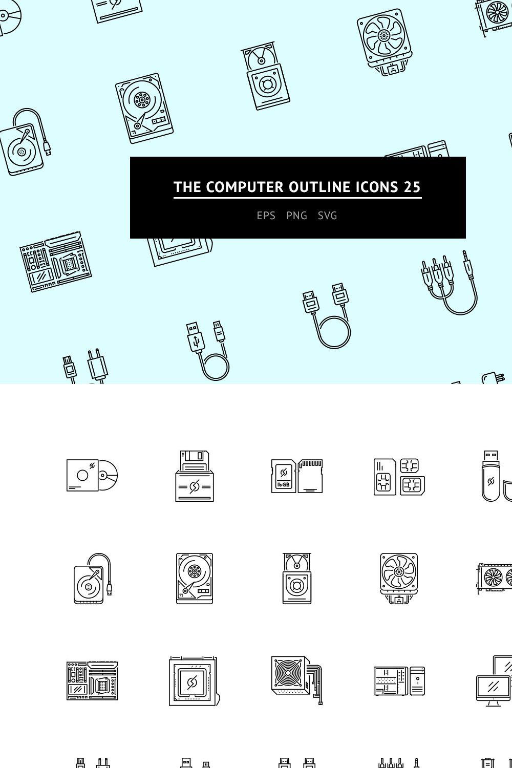 The Computer Outline Icons 25 pinterest preview image.