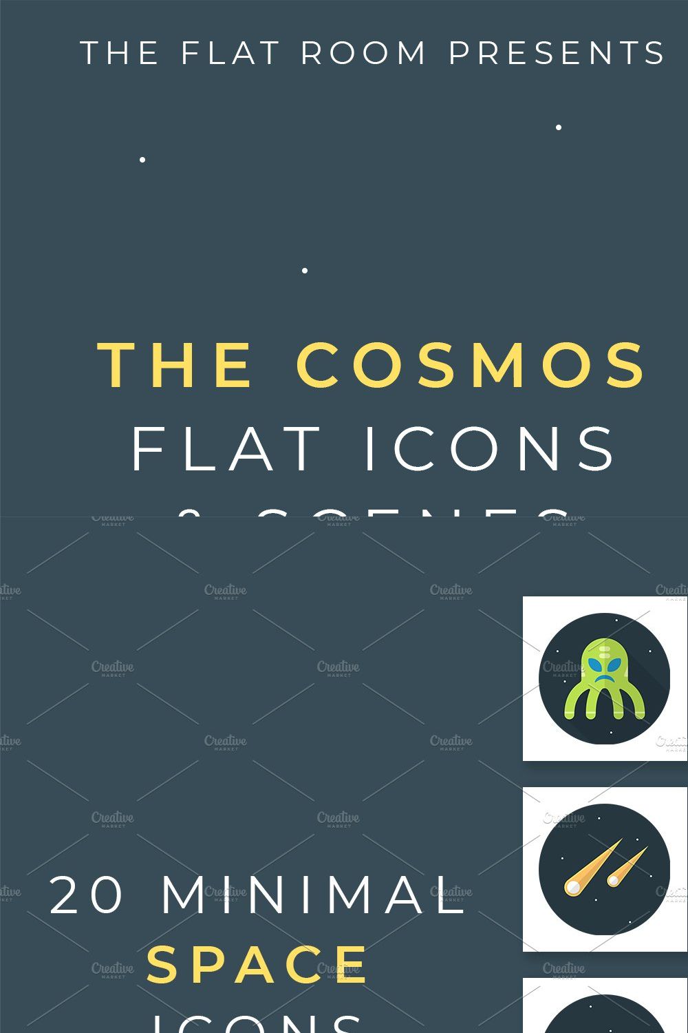 The Cosmos Flat Icon Set pinterest preview image.