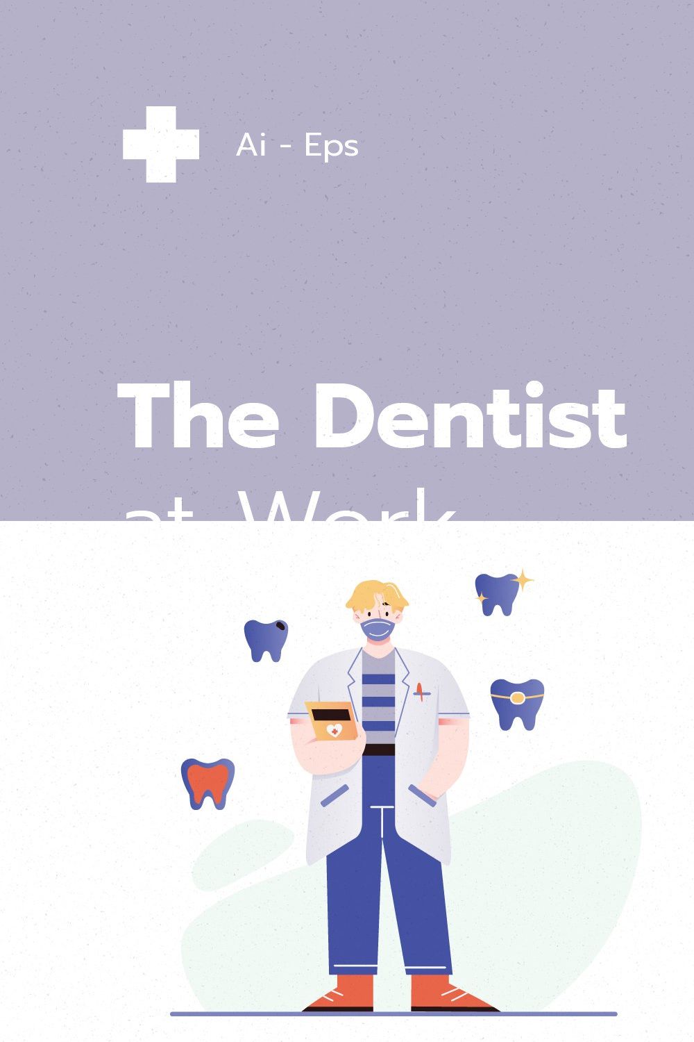 The Dentist at Work Illustration pinterest preview image.