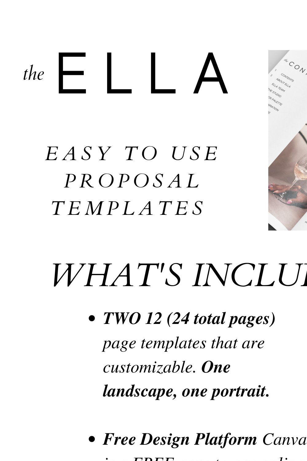The Ella Proposal Template pinterest preview image.