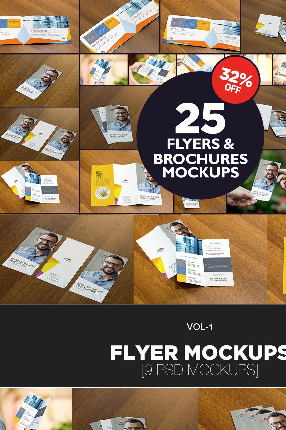 The Flyers & Brochures Mockup Bundle pinterest preview image.