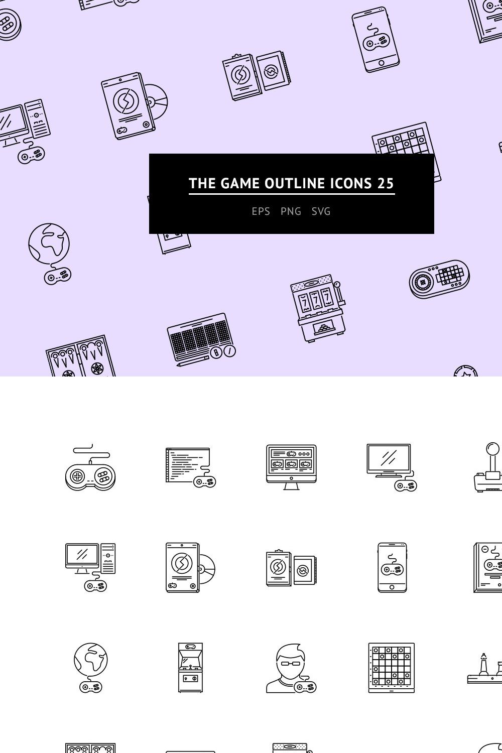 The Game Outline Icons 25 pinterest preview image.