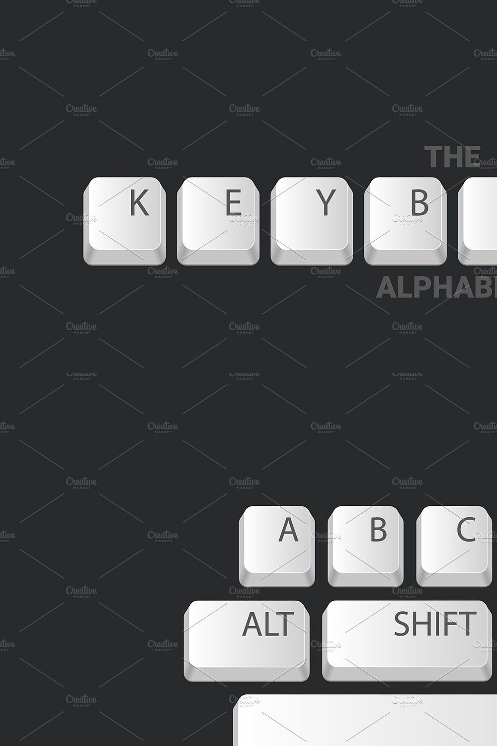 The Keyboard Alphabet and buttons pinterest preview image.