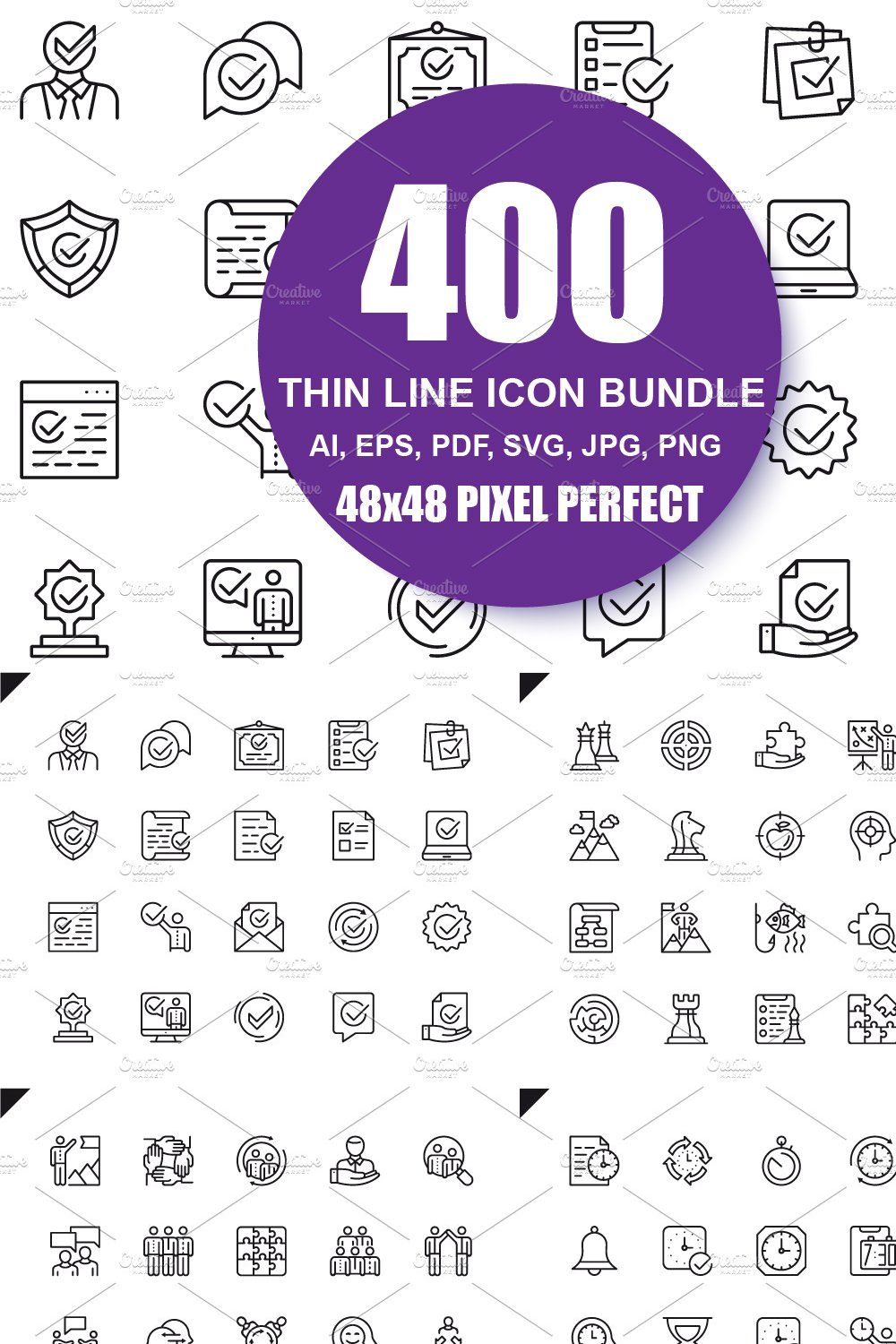 Thin Line Web Icons pinterest preview image.