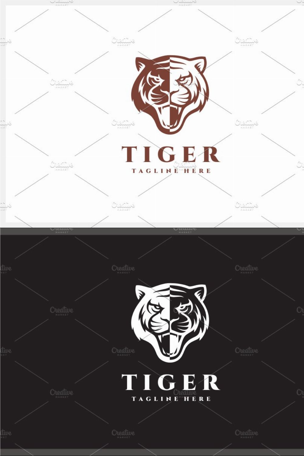 Tiger Head Logo pinterest preview image.