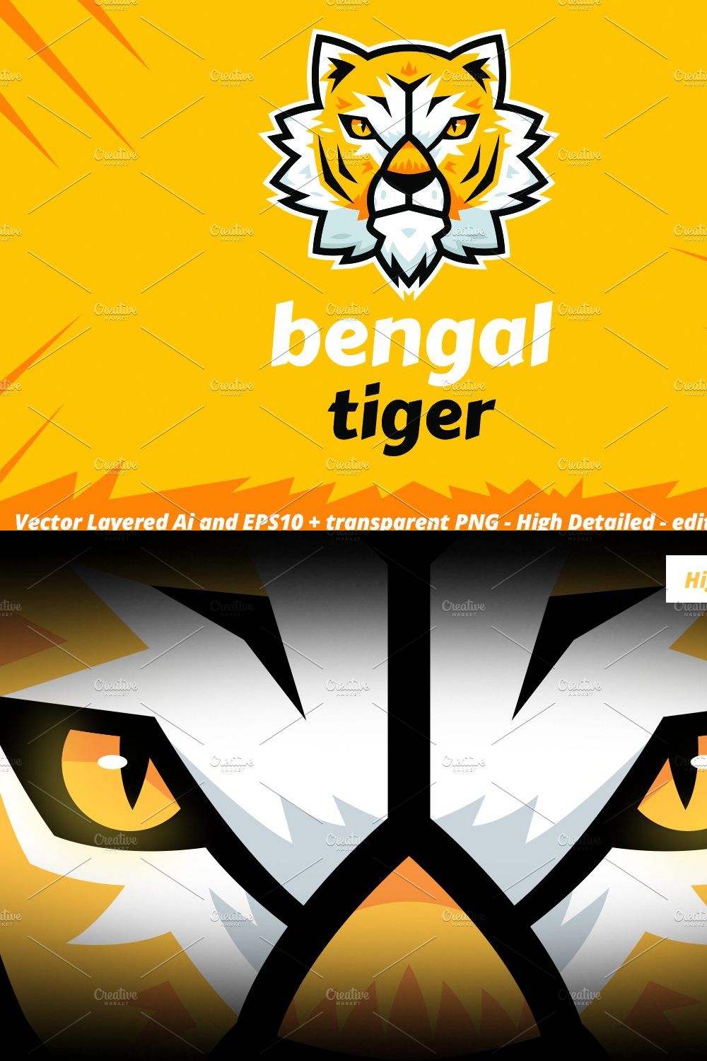 Tiger Logo Design pinterest preview image.