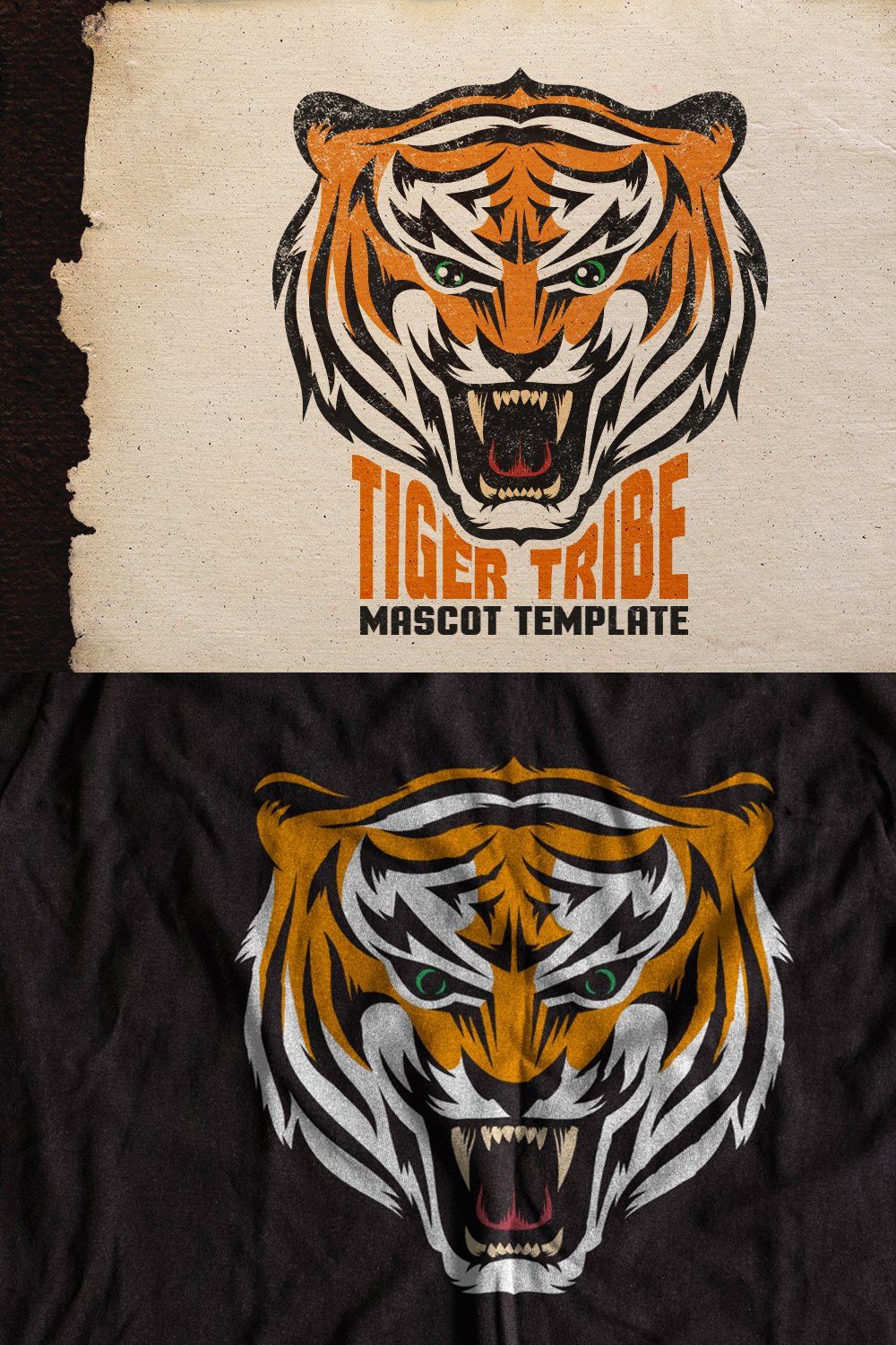 Tiger Mascot Template pinterest preview image.