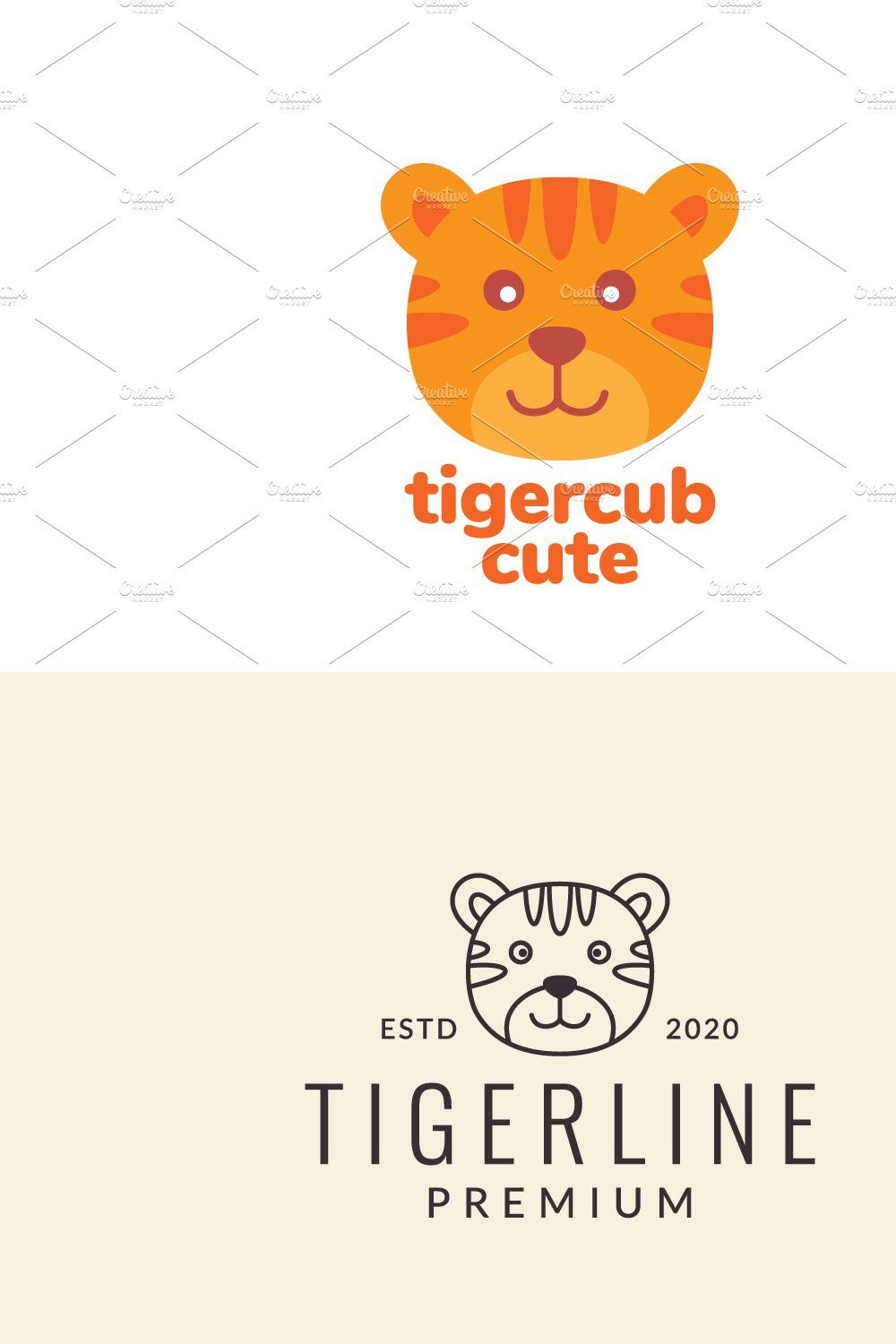 tiger or cub or big cat smile logo pinterest preview image.