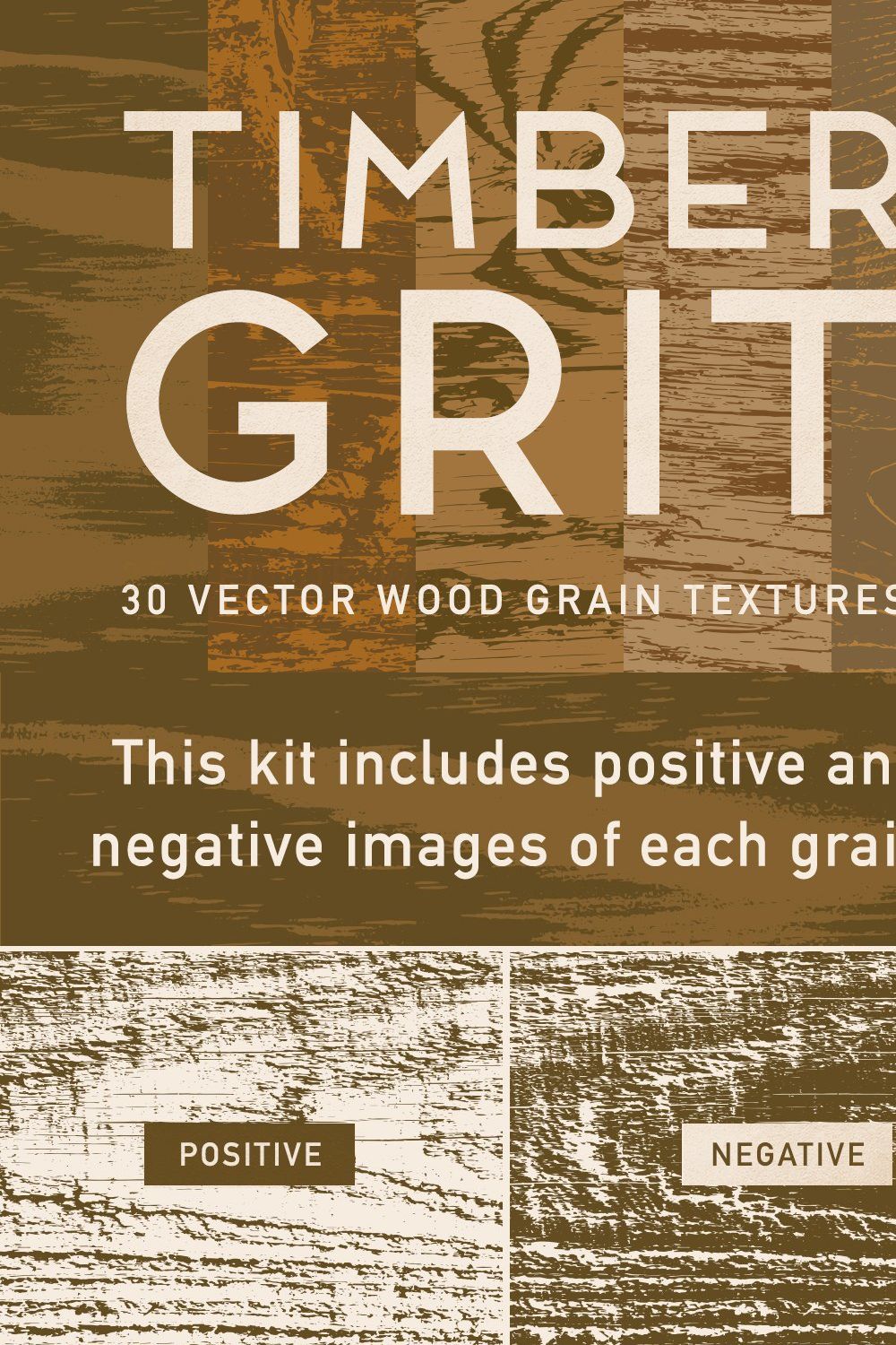 TimberGrit — 30 Vector Wood Textures pinterest preview image.