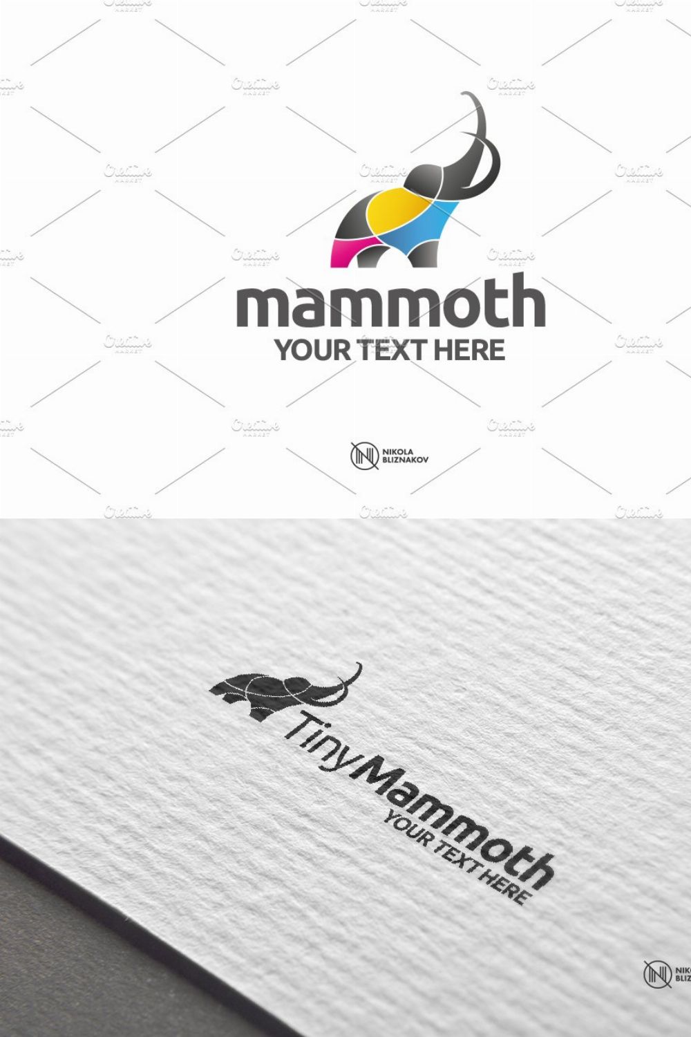 Tiny Mammoth Logo pinterest preview image.