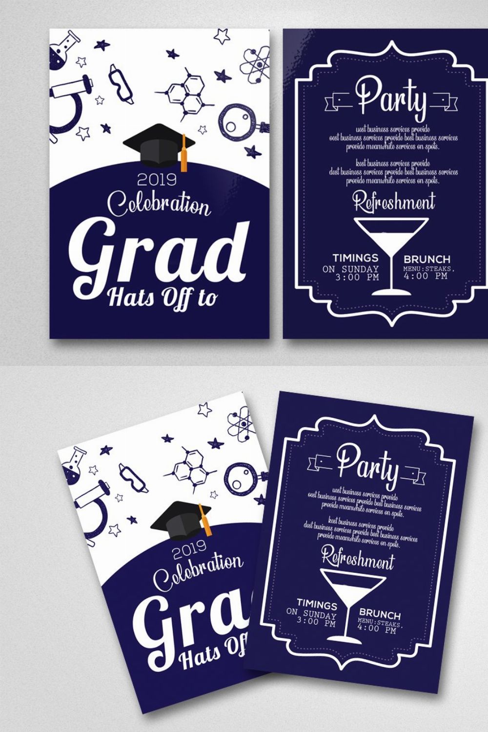 Tow Sided Graduation Invitation Card pinterest preview image.