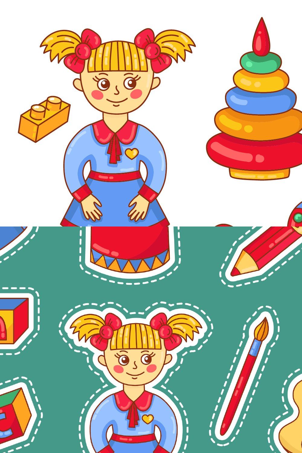 Toys cartoon vector icons set pinterest preview image.