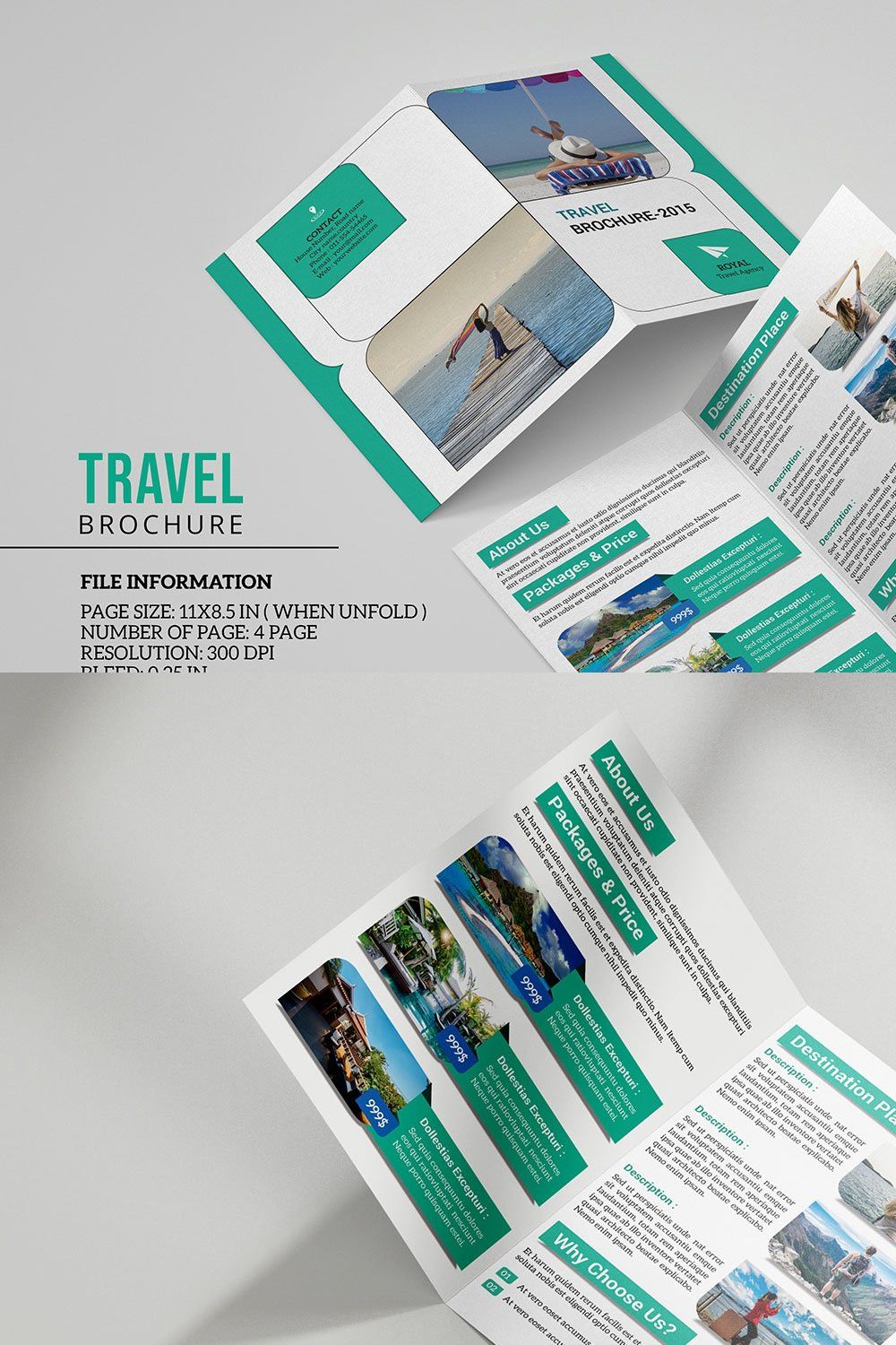 Travel Bifold Brochure pinterest preview image.