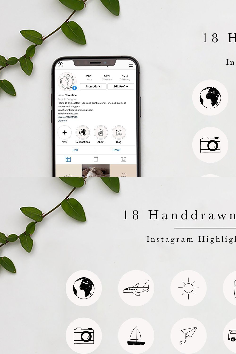 Travel Highlight Icons for Instagram pinterest preview image.