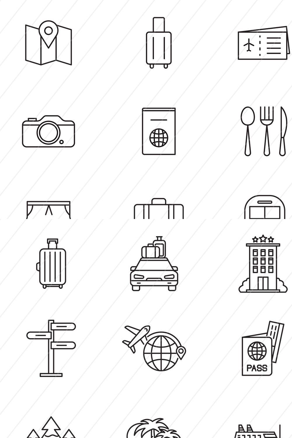 Travel Icons pinterest preview image.