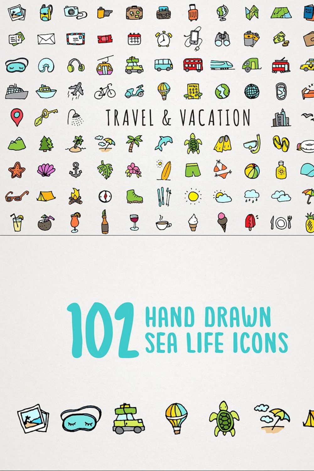 Travel Icons Clipart Set pinterest preview image.