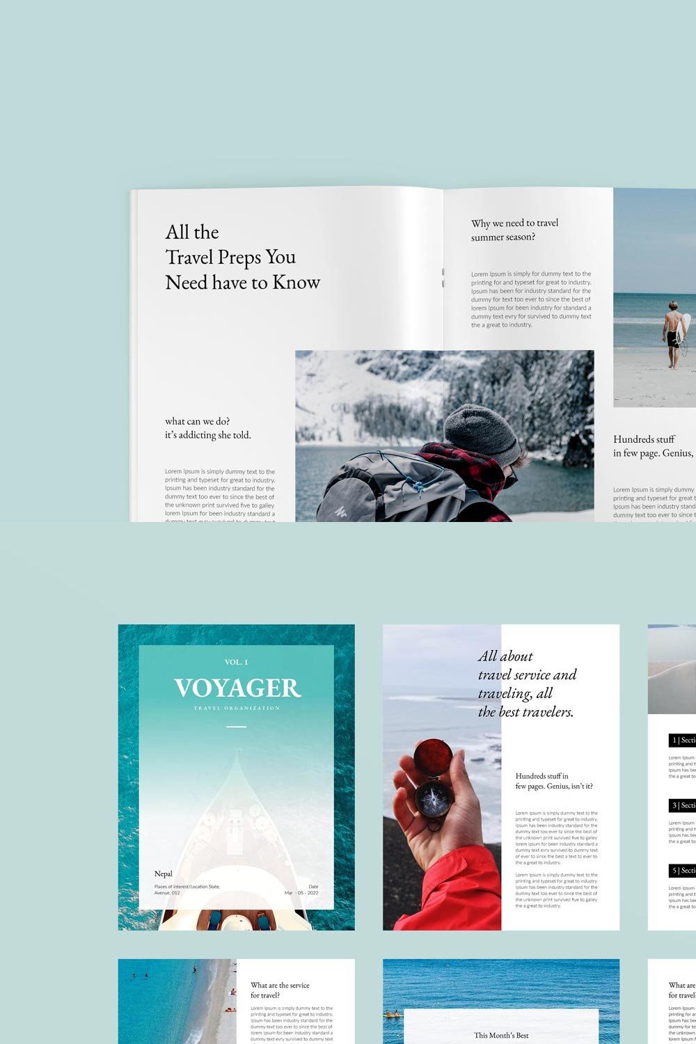 Travel Magazine Template pinterest preview image.
