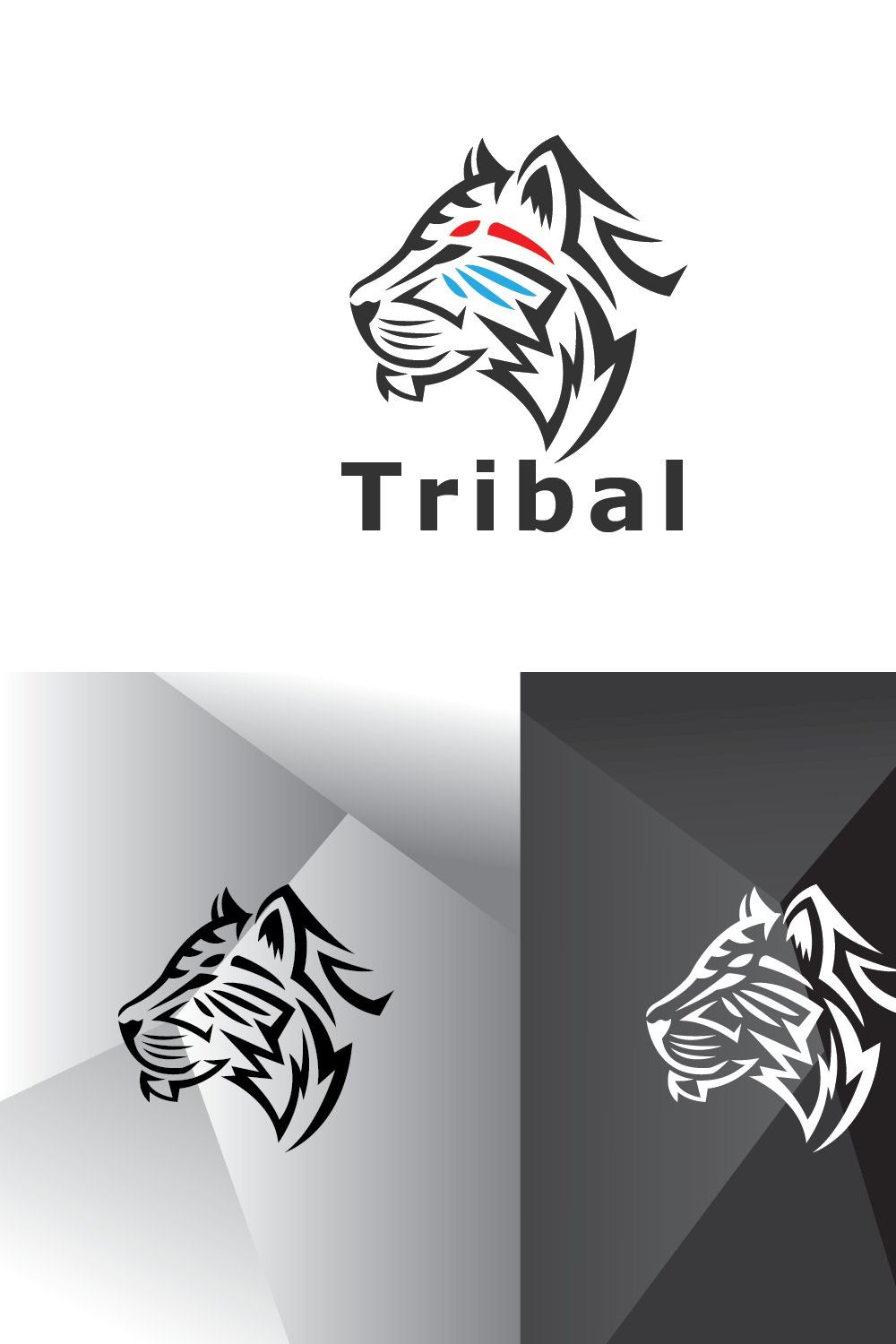 Tribal Tiger Logo Template pinterest preview image.
