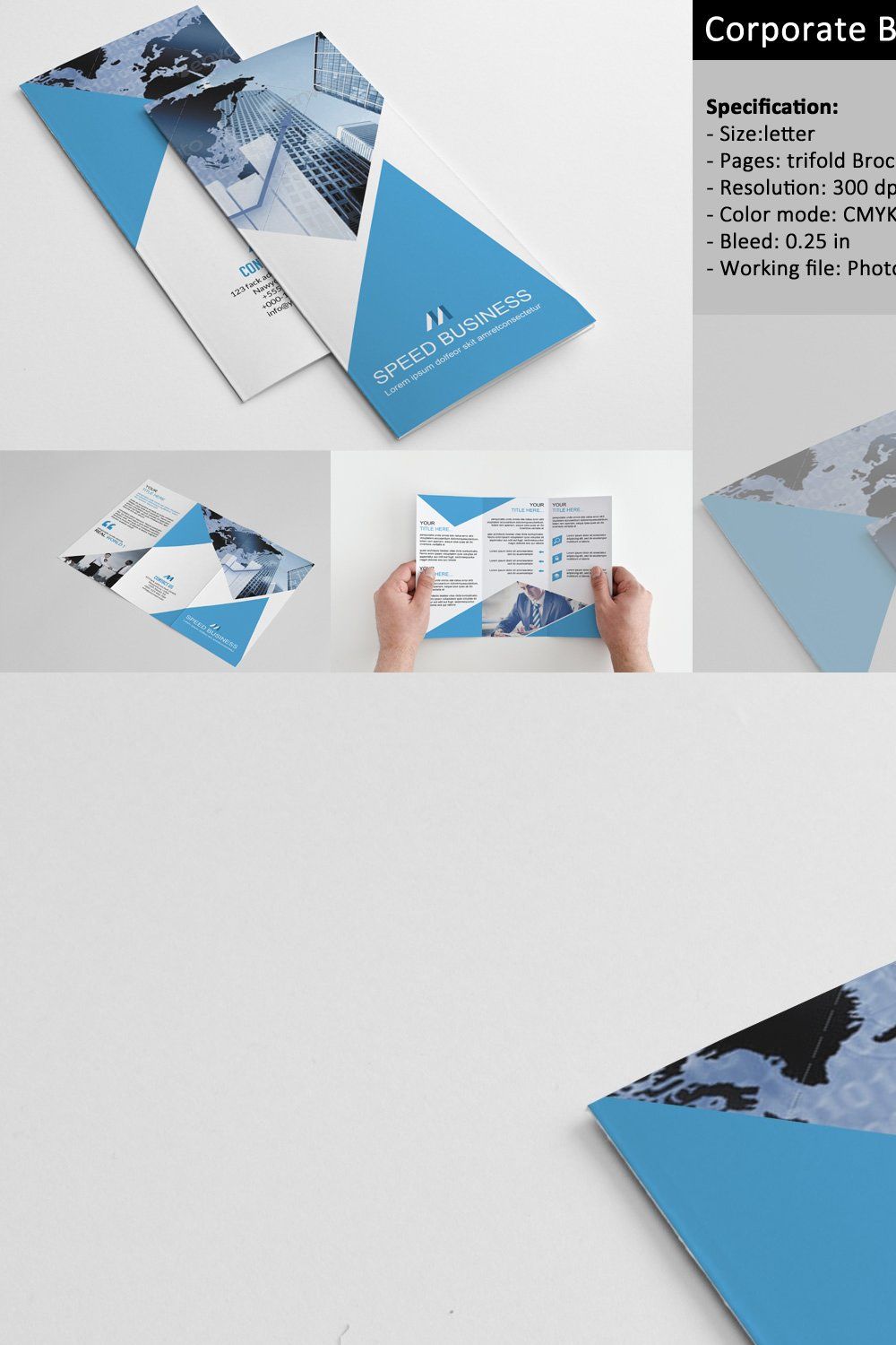 Trifold Corporate Brochure-V162 pinterest preview image.
