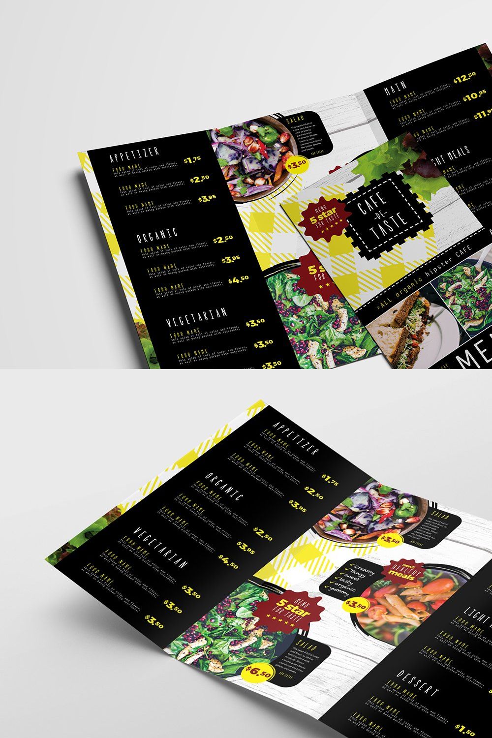 Trifold Salad Menu Template pinterest preview image.