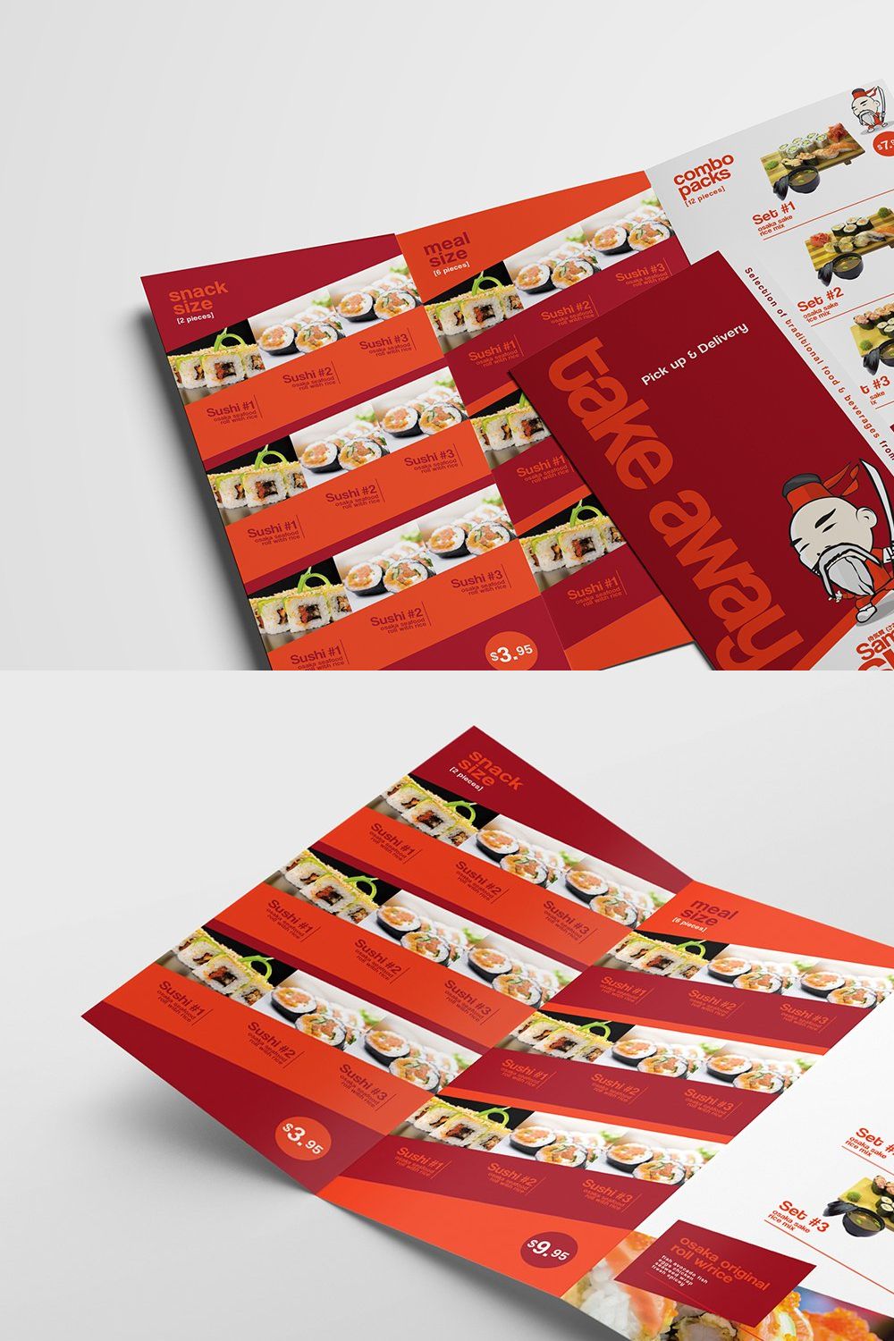 Trifold Sushi Menu Template pinterest preview image.