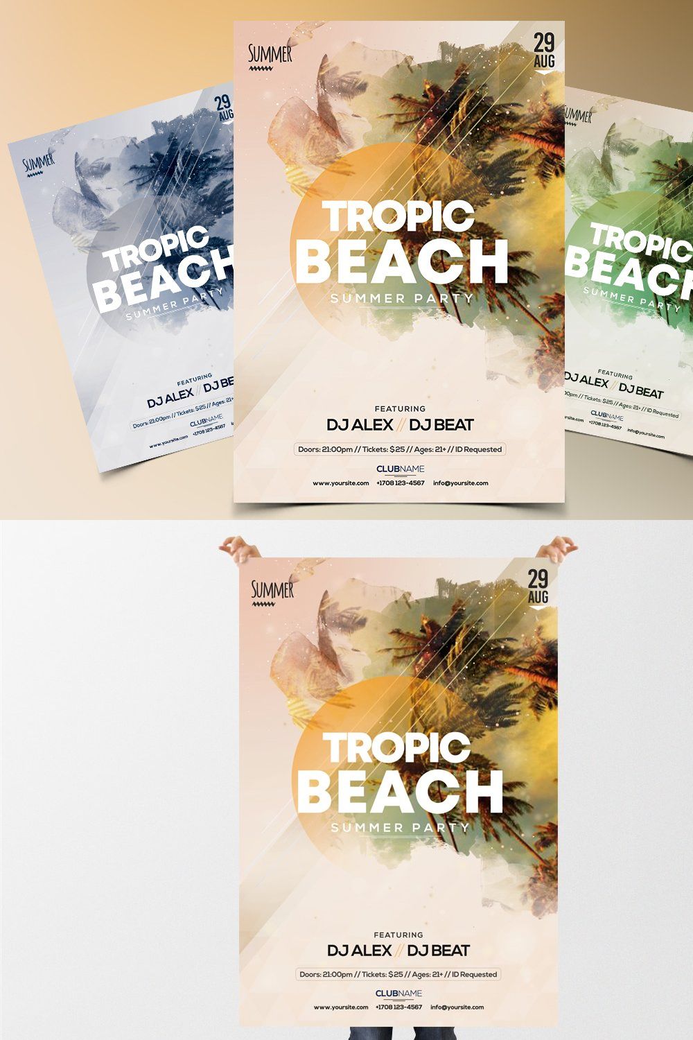 Tropic Beach - PSD Flyer Template pinterest preview image.