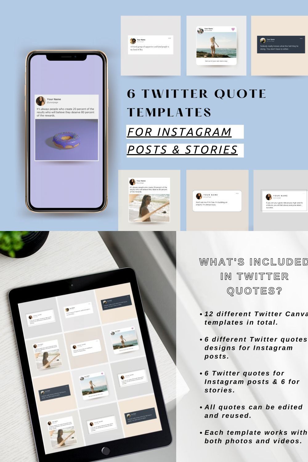 Twitter Quote Post Canva Template pinterest preview image.