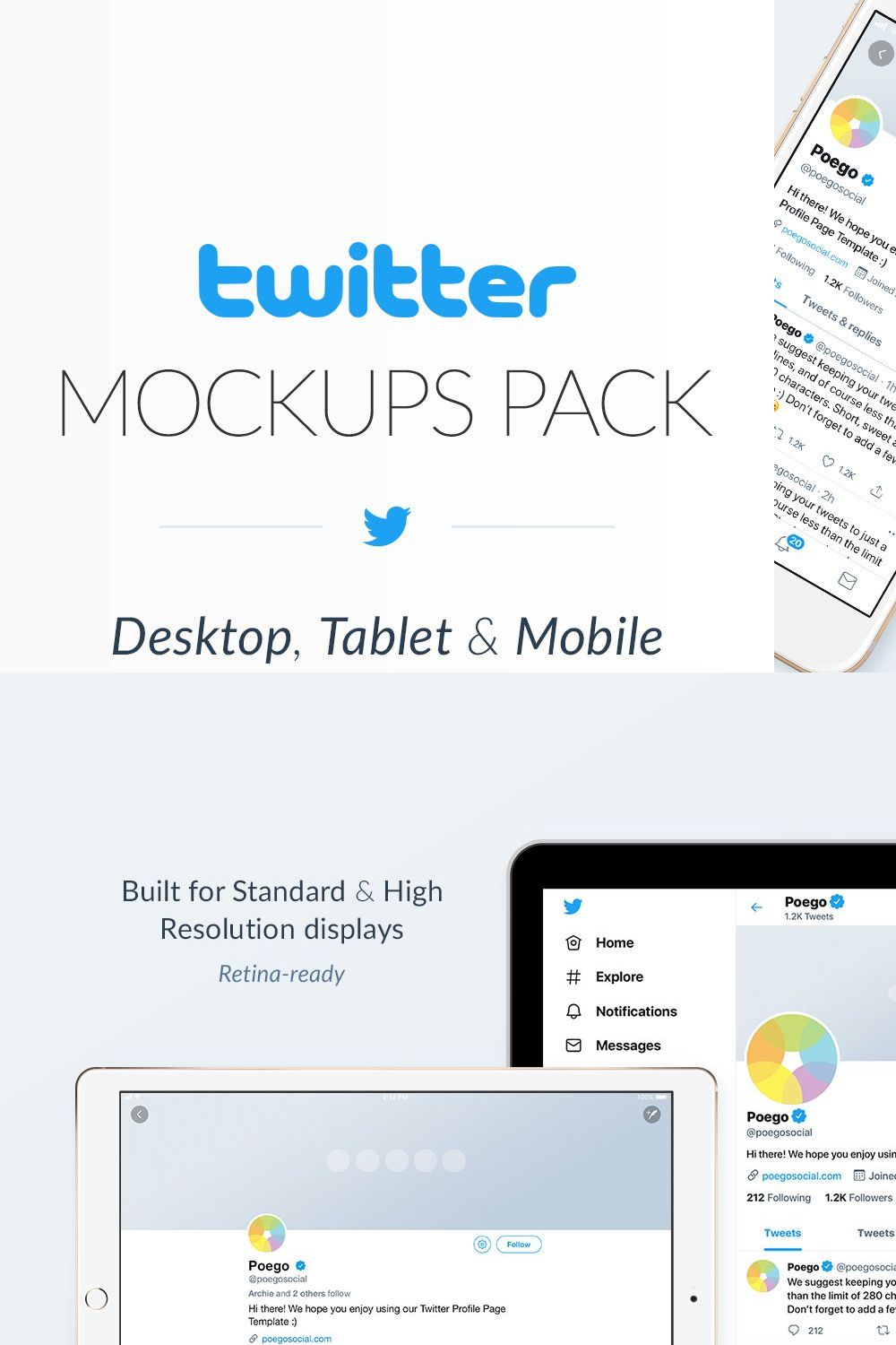 Twitter Social Media Mockups Pack pinterest preview image.