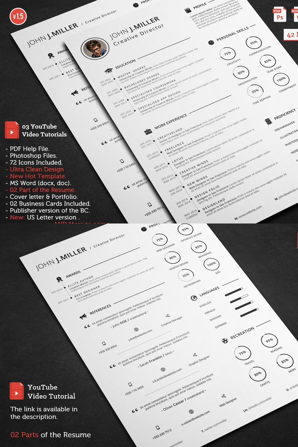 Ultra Clean Resume pinterest preview image.